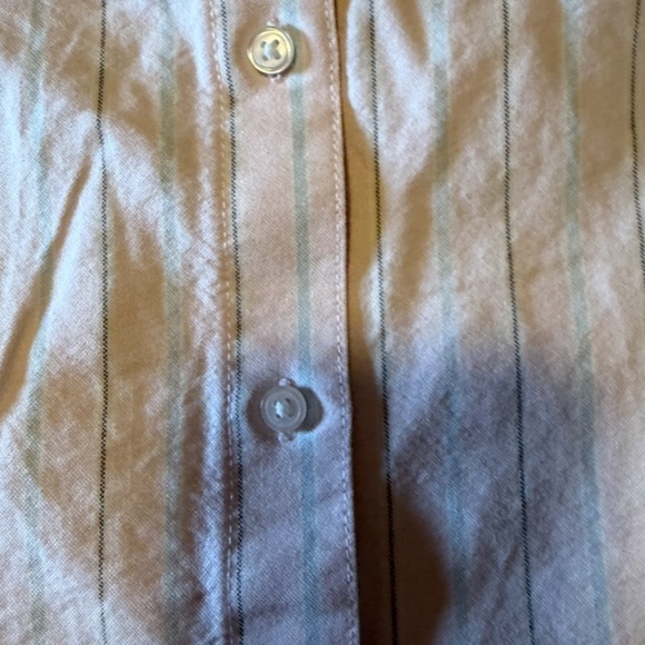 Pink and gray organic cotton striped pocket short sleeve oxford shirt NWT - Picture 4 of 9